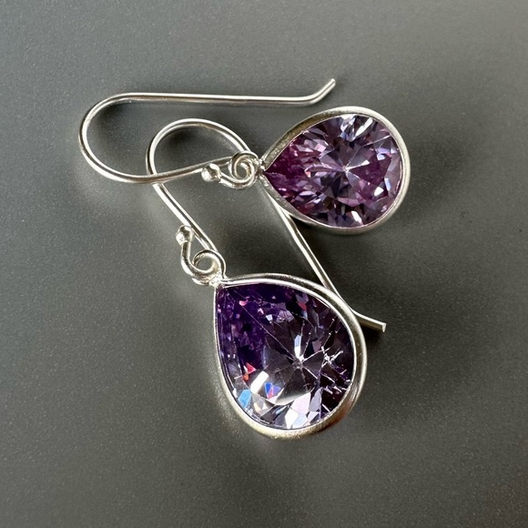 Sterling Silver Crystal Gemstone Drop Earrings - Picture 3 of 14
